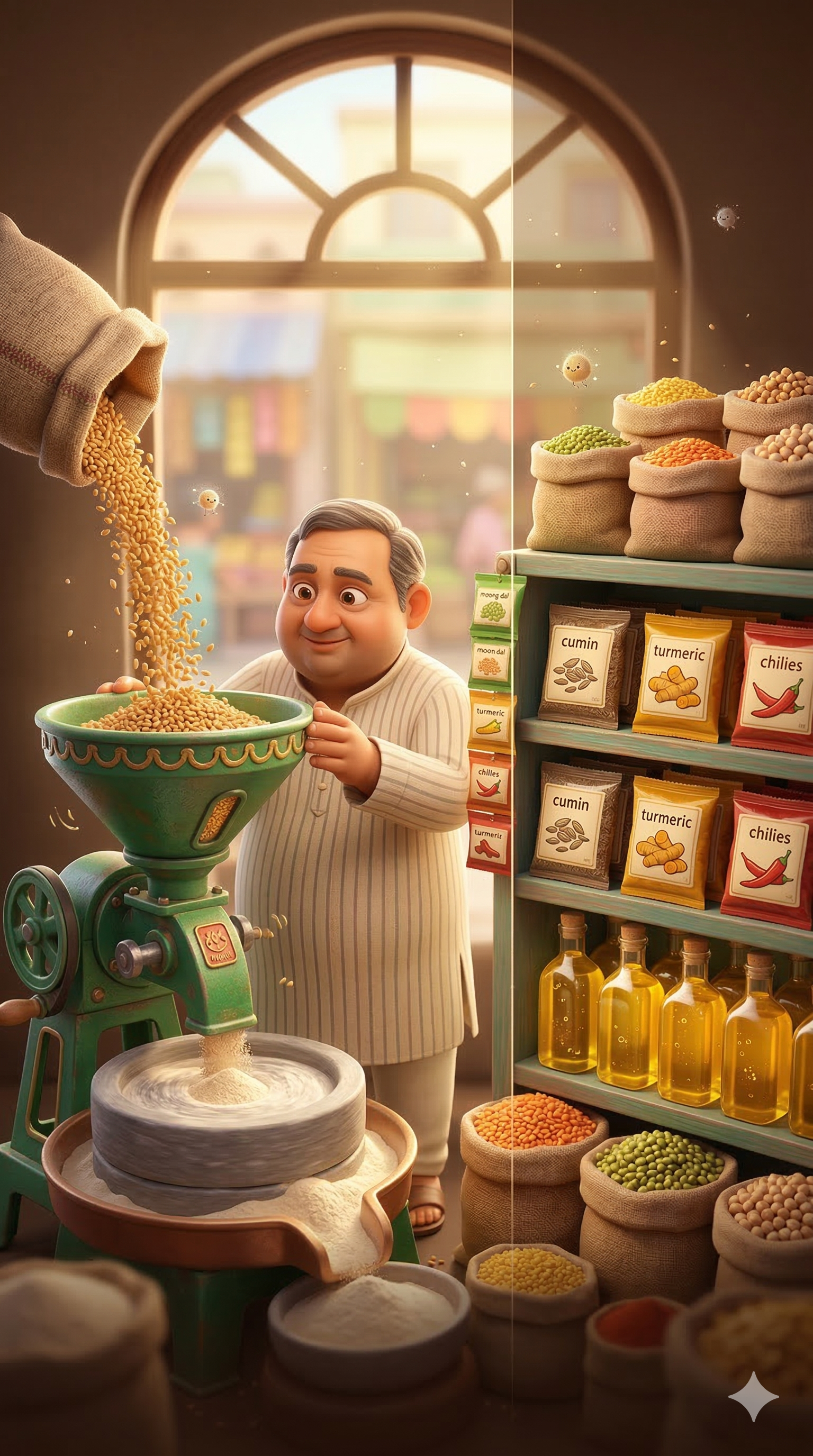 Premium grocery essentials and flour bags